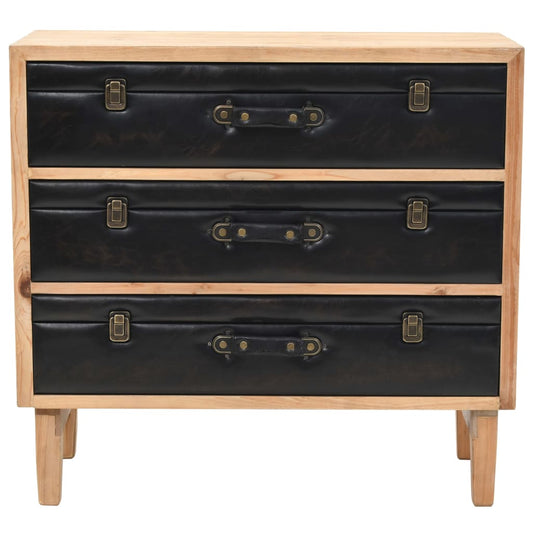 vidaXL Drawer Cabinet | Natural wood with black details