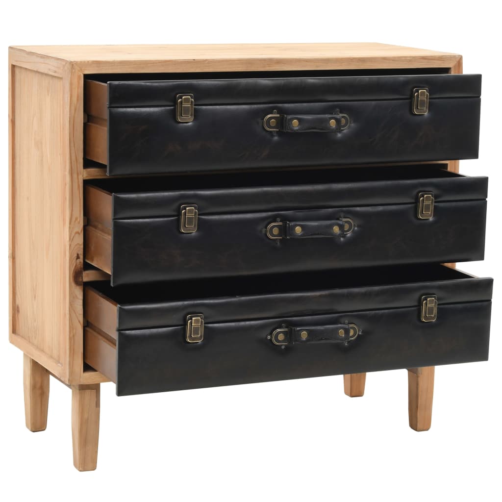 vidaXL Drawer Cabinet | Natural wood with black details