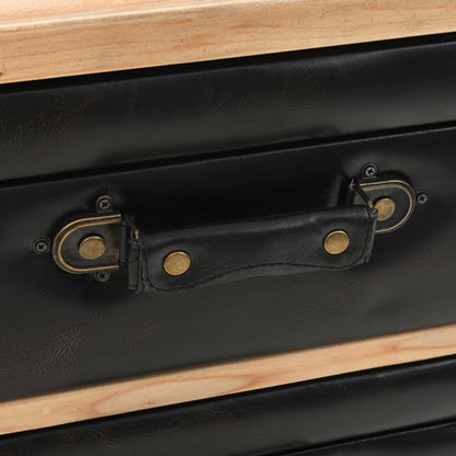 vidaXL Drawer Cabinet | Natural wood with black details