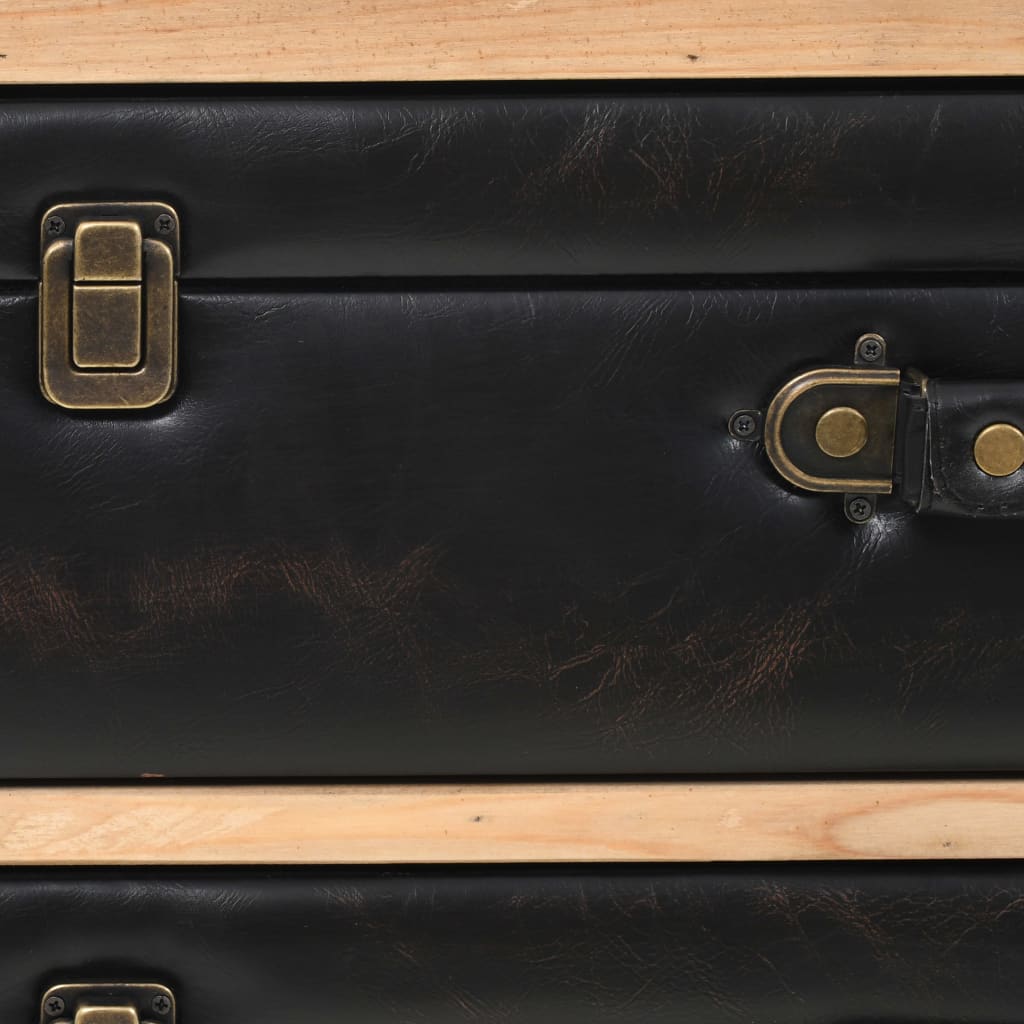 vidaXL Drawer Cabinet | Natural wood with black details