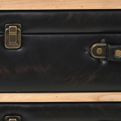 vidaXL Drawer Cabinet | Natural wood with black details