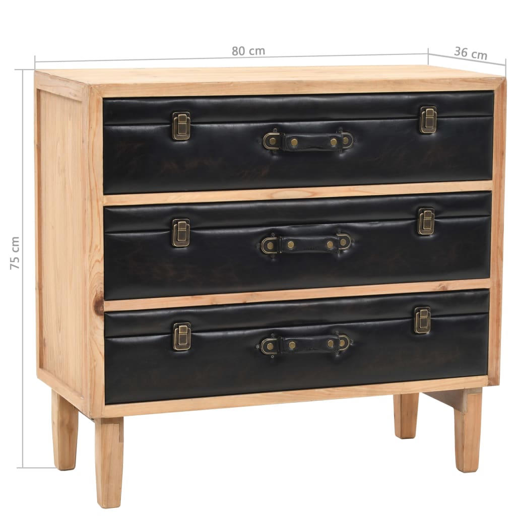 vidaXL Drawer Cabinet | Natural wood with black details