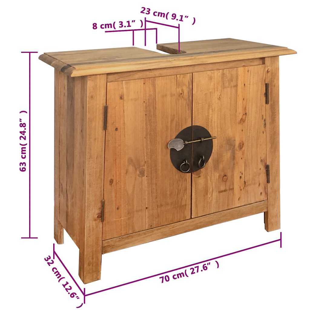 vidaXL Bathroom Vanity Cabinet Solid Pinewood 70x32x63 cm