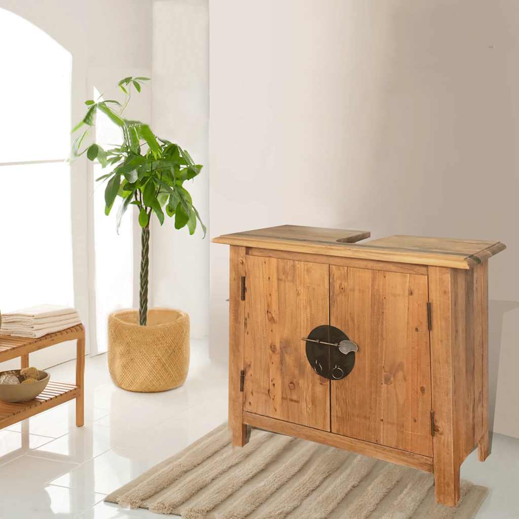 vidaXL Bathroom Furniture Set | Natural wood | Solid pine wood | Medium