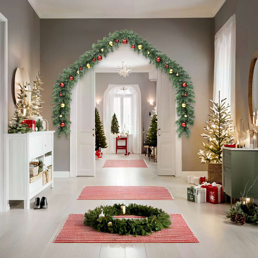 vidaXL Christmas Garland Decorated with Baubles and LED Lights 10 m