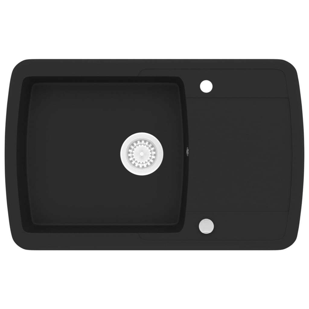 vidaXL Granite Kitchen Sink Single Basin Black