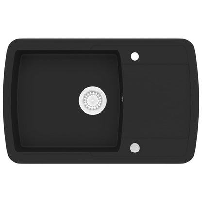 vidaXL Granite Kitchen Sink Single Basin Black