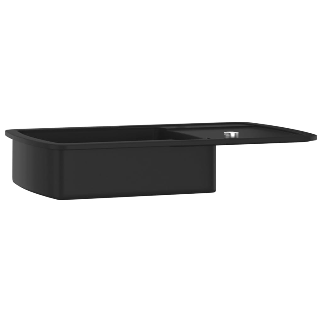 vidaXL Granite Kitchen Sink Single Basin Black