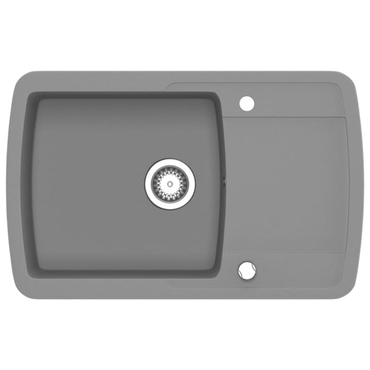 vidaXL Granite Kitchen Sink Single Basin Grey
