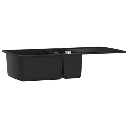 vidaXL Granite Kitchen Sink Double Basin Black