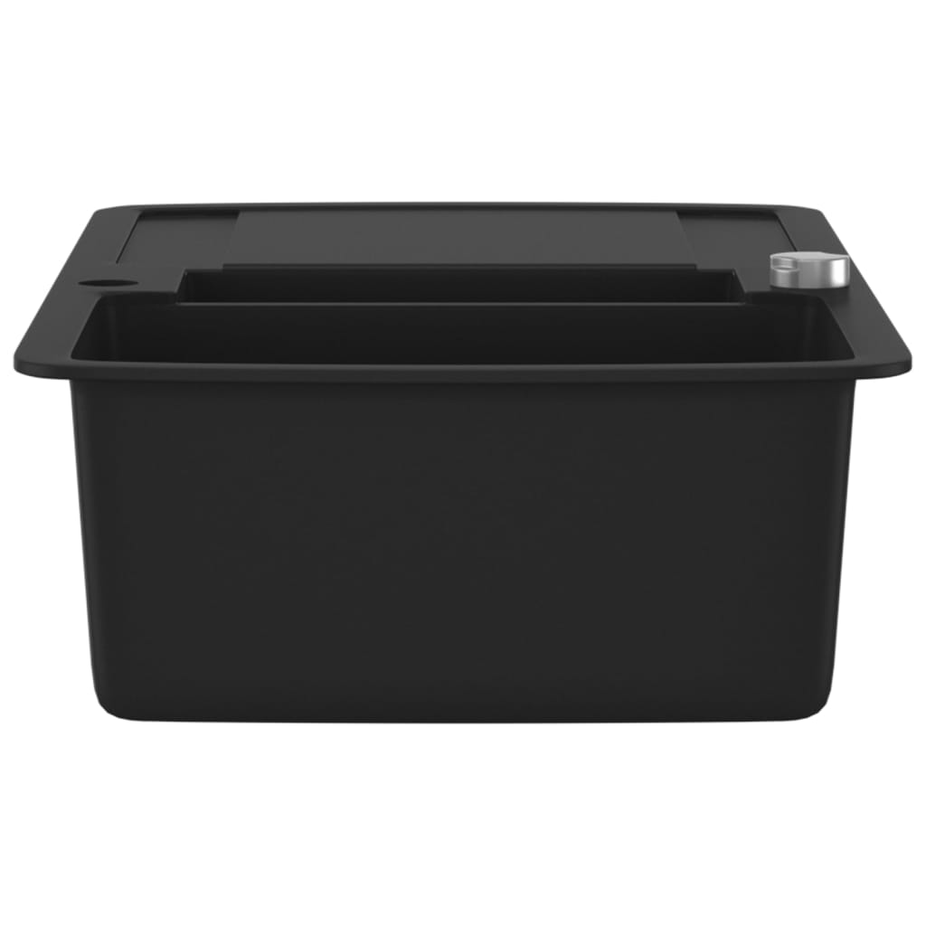 vidaXL Granite Kitchen Sink Double Basin Black