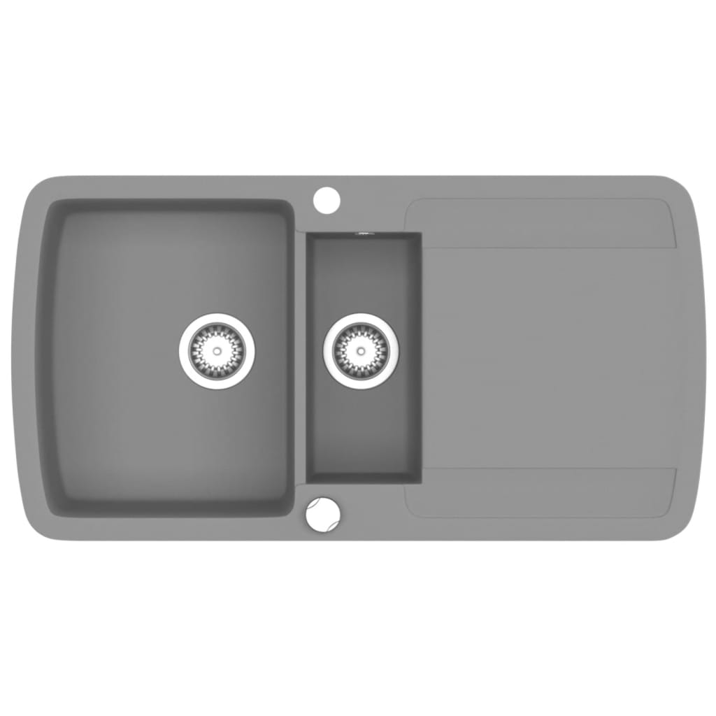 vidaXL Granite Kitchen Sink Double Basin Grey