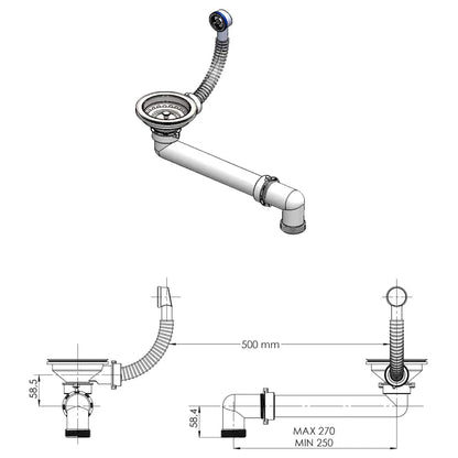 vidaXL Granite Kitchen Sink Single Basin Grey