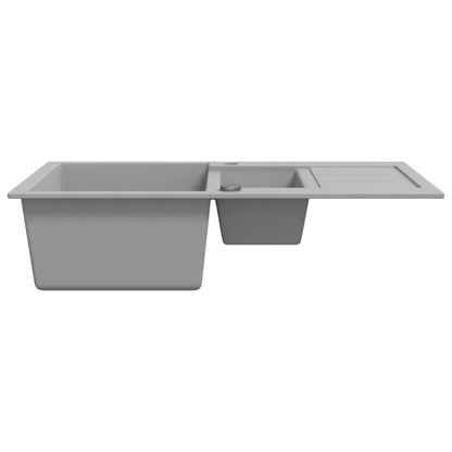 vidaXL Granite Kitchen Sink Double Basin Grey