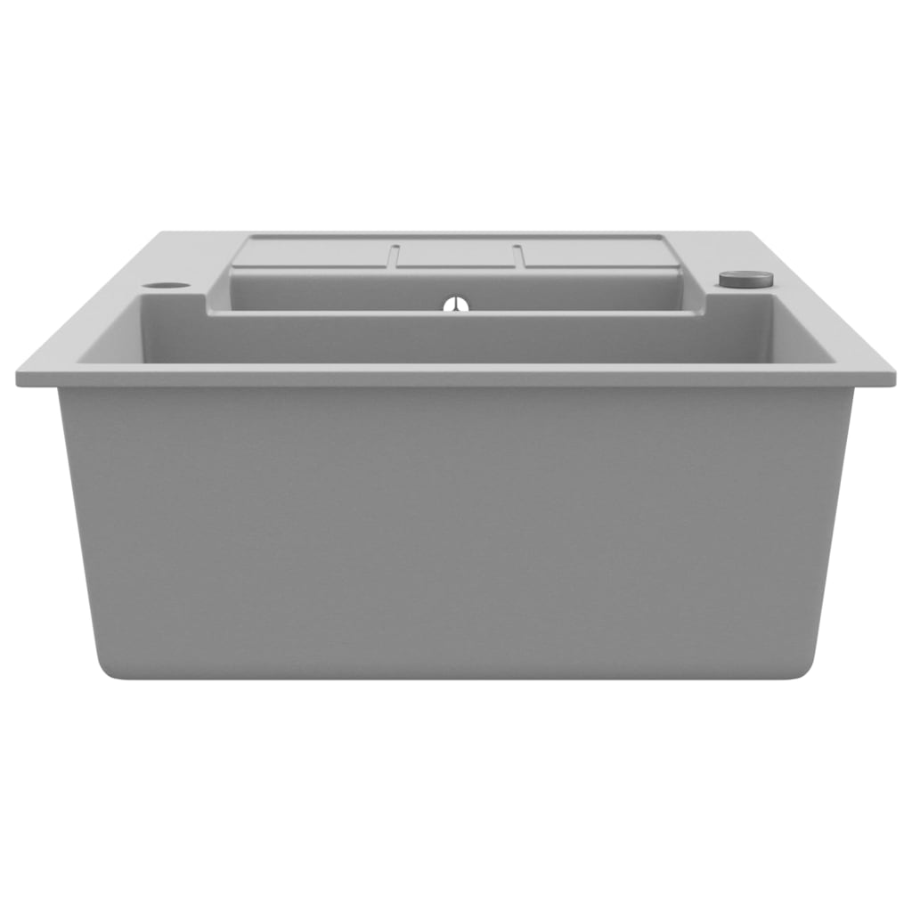 vidaXL Granite Kitchen Sink Double Basin Grey