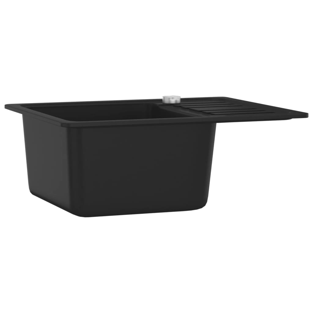 vidaXL Granite Kitchen Sink Single Basin Black