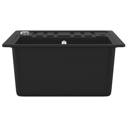vidaXL Granite Kitchen Sink Single Basin Black