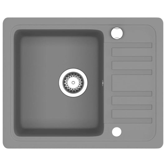 vidaXL Granite Kitchen Sink Single Basin Grey