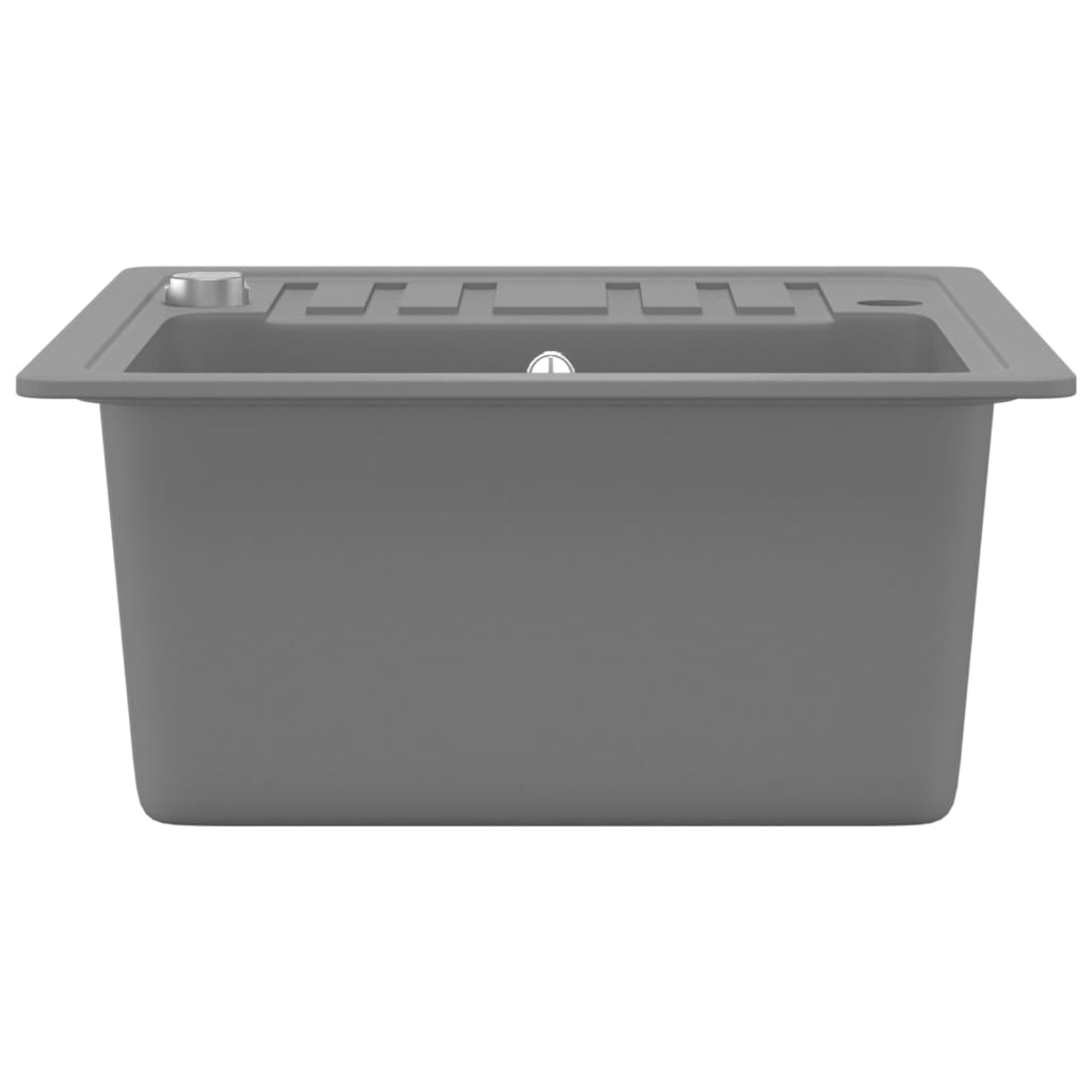 vidaXL Granite Kitchen Sink Single Basin Grey