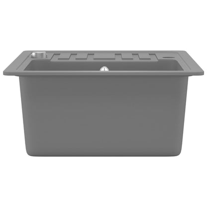 vidaXL Granite Kitchen Sink Single Basin Grey