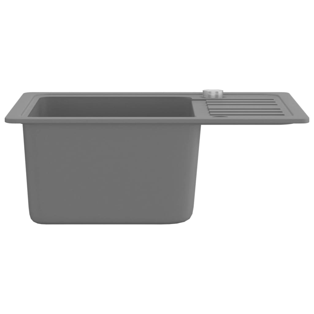 vidaXL Granite Kitchen Sink Single Basin Grey