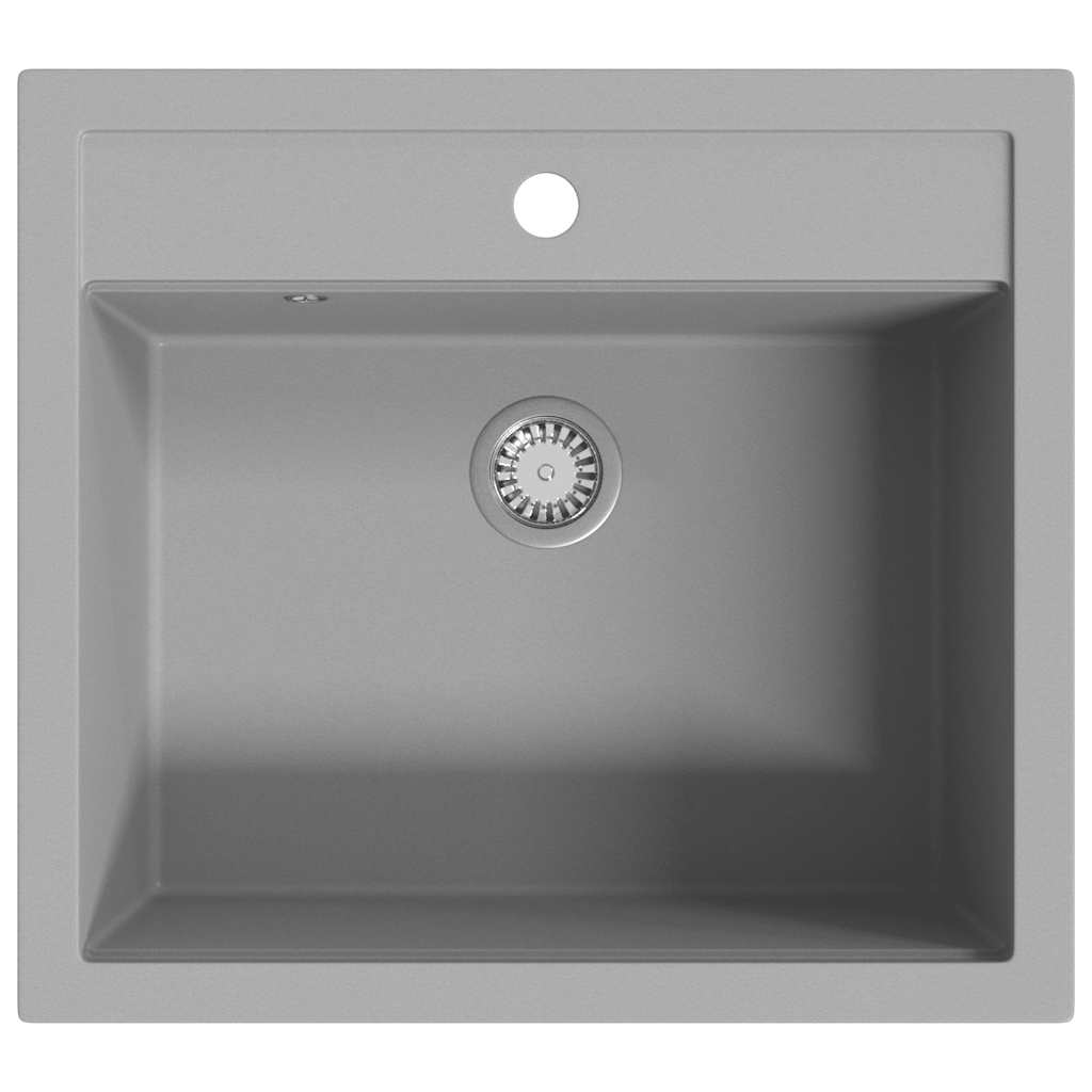vidaXL Granite Kitchen Sink Single Basin Grey