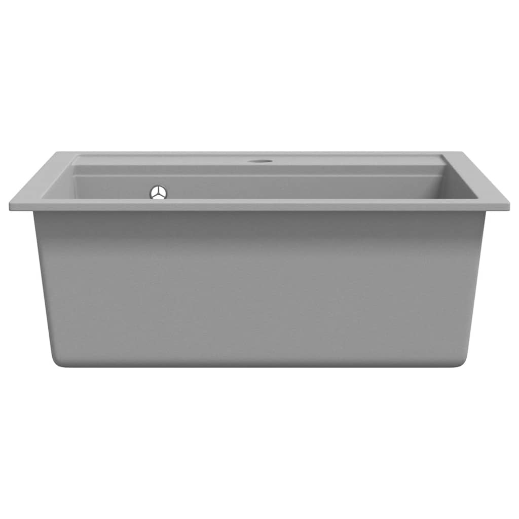 vidaXL Granite Kitchen Sink Single Basin Grey