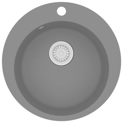 vidaXL Granite Kitchen Sink Single Basin Round Grey