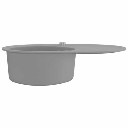 vidaXL Granite Kitchen Sink Single Basin Oval Grey