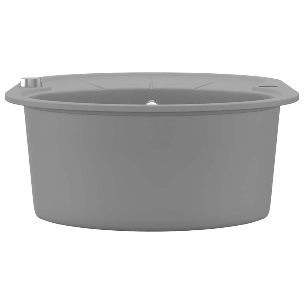 vidaXL Granite Kitchen Sink Single Basin Oval Grey
