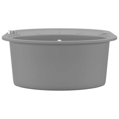 vidaXL Granite Kitchen Sink Single Basin Oval Grey