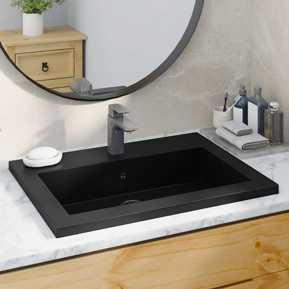 vidaXL Granite Basin 600x450x120 mm Black