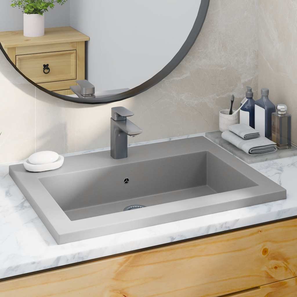 vidaXL Granite Basin 600x450x120 mm Grey