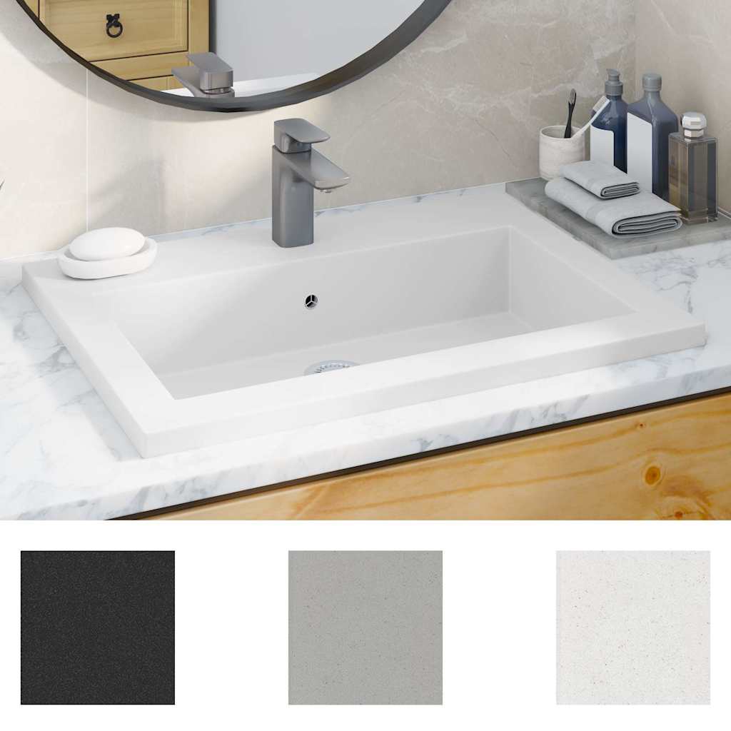 vidaXL Granite Basin 600x450x120 mm White