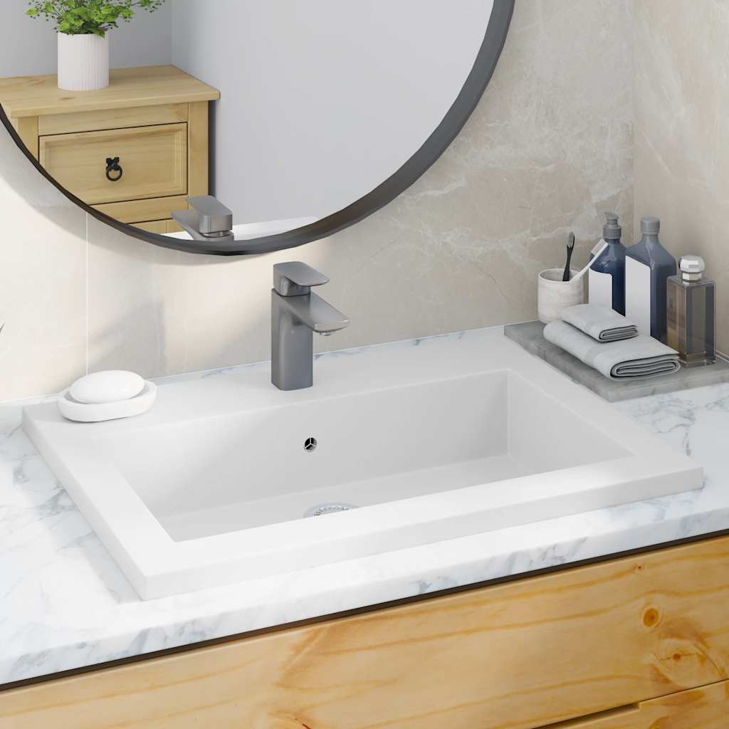 vidaXL Granite Basin 600x450x120 mm White
