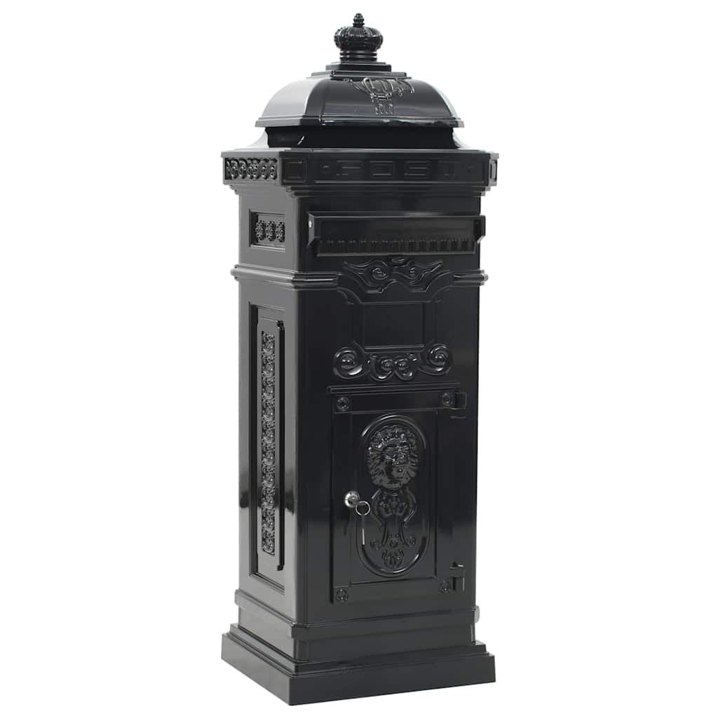 43888 vidaXL Pillar Letterbox Aluminium Vintage Style Rustproof Black