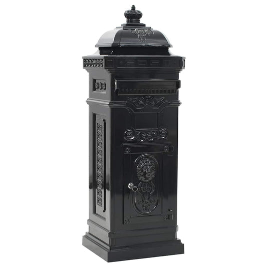 43888 vidaXL Pillar Letterbox Aluminium Vintage Style Rustproof Black