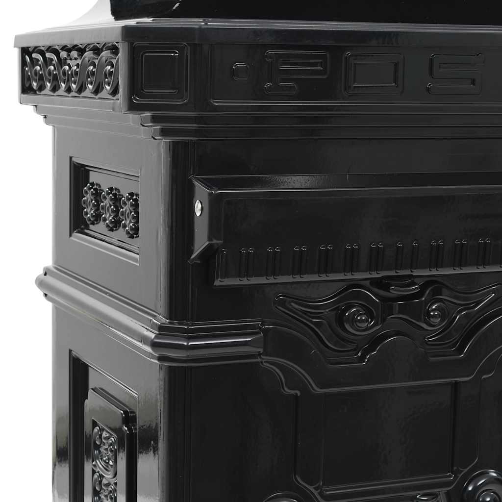 43888 vidaXL Pillar Letterbox Aluminium Vintage Style Rustproof Black
