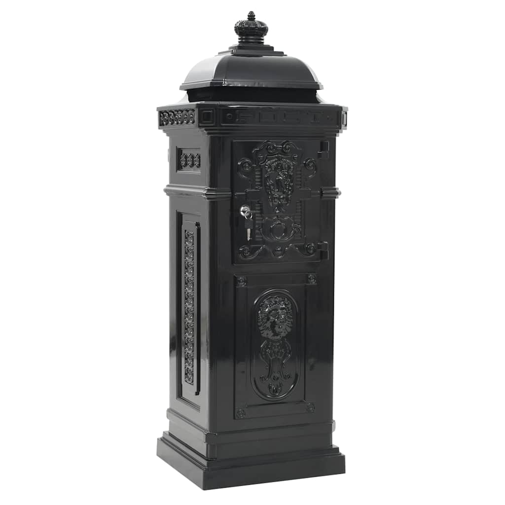 43888 vidaXL Pillar Letterbox Aluminium Vintage Style Rustproof Black