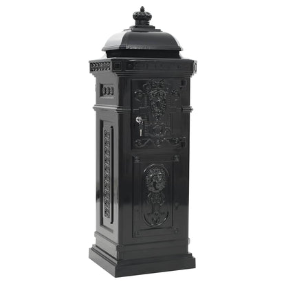 43888 vidaXL Pillar Letterbox Aluminium Vintage Style Rustproof Black