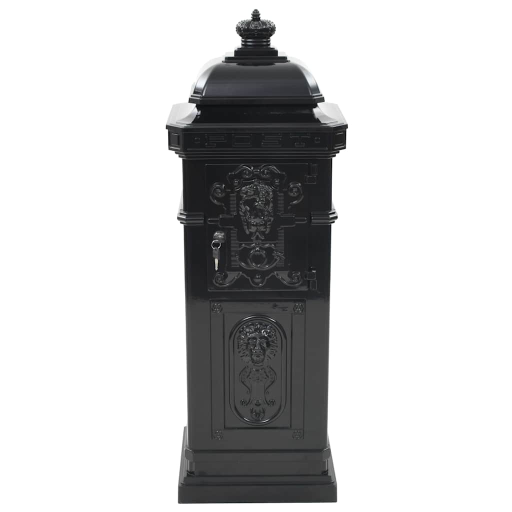 43888 vidaXL Pillar Letterbox Aluminium Vintage Style Rustproof Black