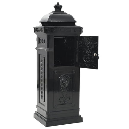 vidaXL Pillar Letterbox Aluminium Vintage Style Rustproof Black