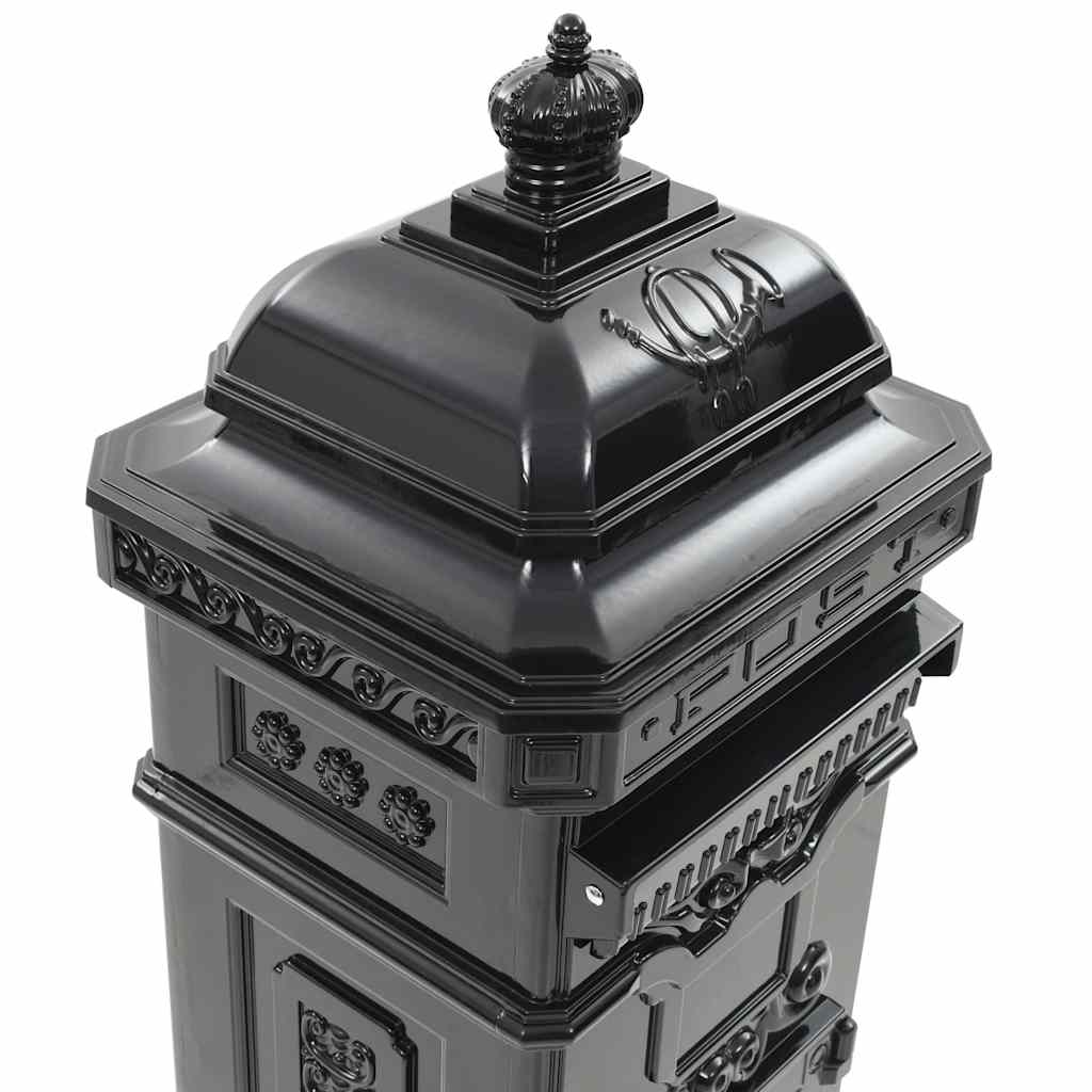 43888 vidaXL Pillar Letterbox Aluminium Vintage Style Rustproof Black