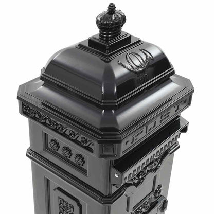 43888 vidaXL Pillar Letterbox Aluminium Vintage Style Rustproof Black