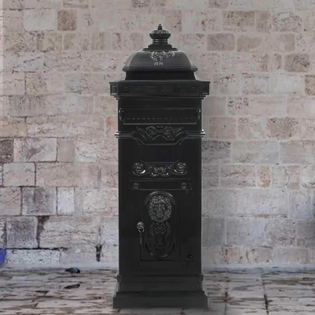 43888 vidaXL Pillar Letterbox Aluminium Vintage Style Rustproof Black