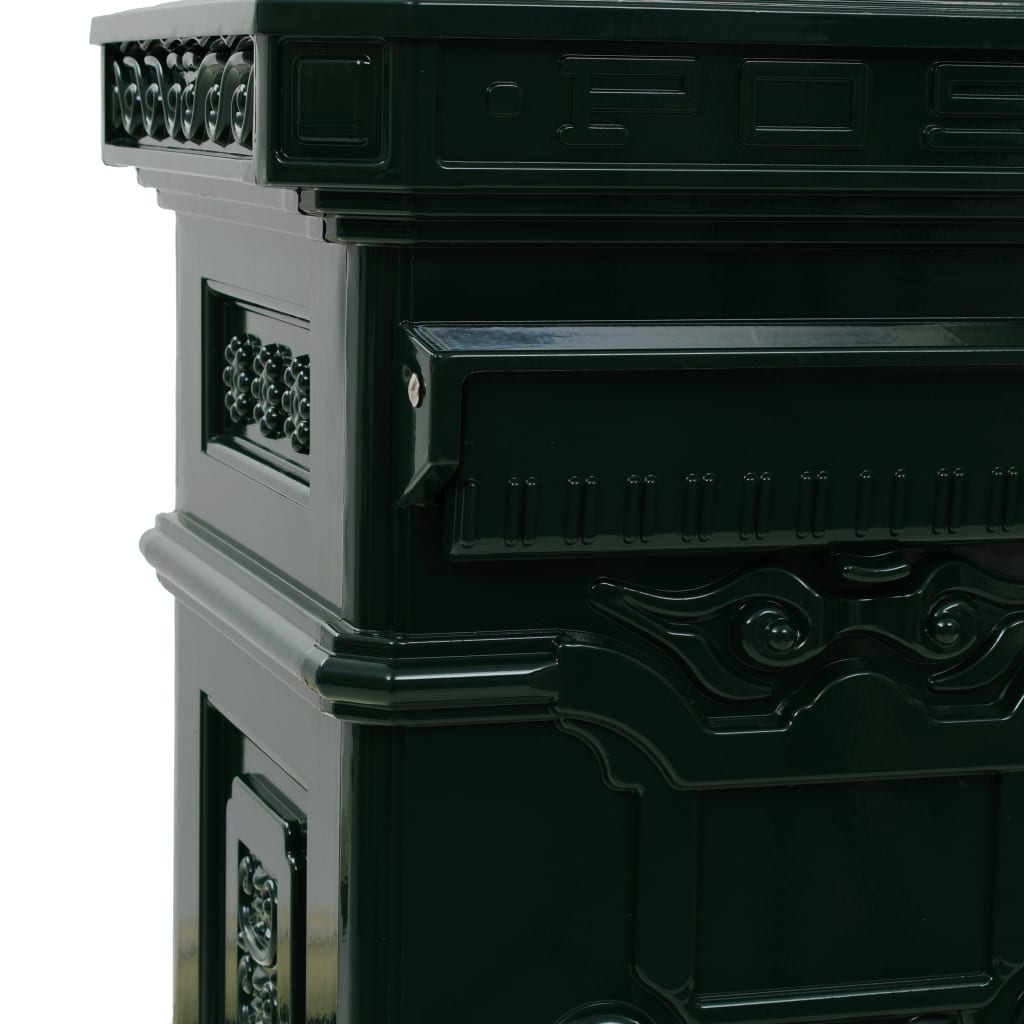 43890 vidaXL Pillar Letterbox Aluminium Vintage Style Rustproof Green