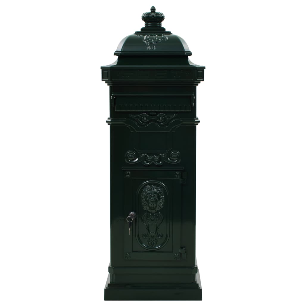 43890 vidaXL Pillar Letterbox Aluminium Vintage Style Rustproof Green