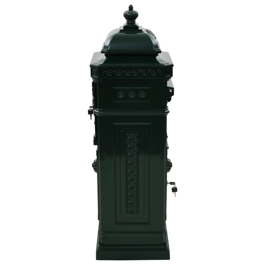 43890 vidaXL Pillar Letterbox Aluminium Vintage Style Rustproof Green