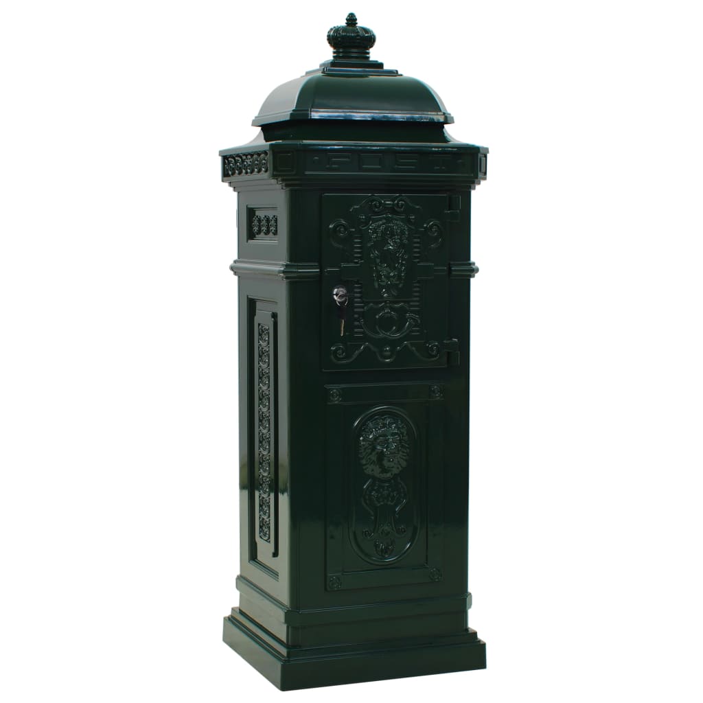 43890 vidaXL Pillar Letterbox Aluminium Vintage Style Rustproof Green
