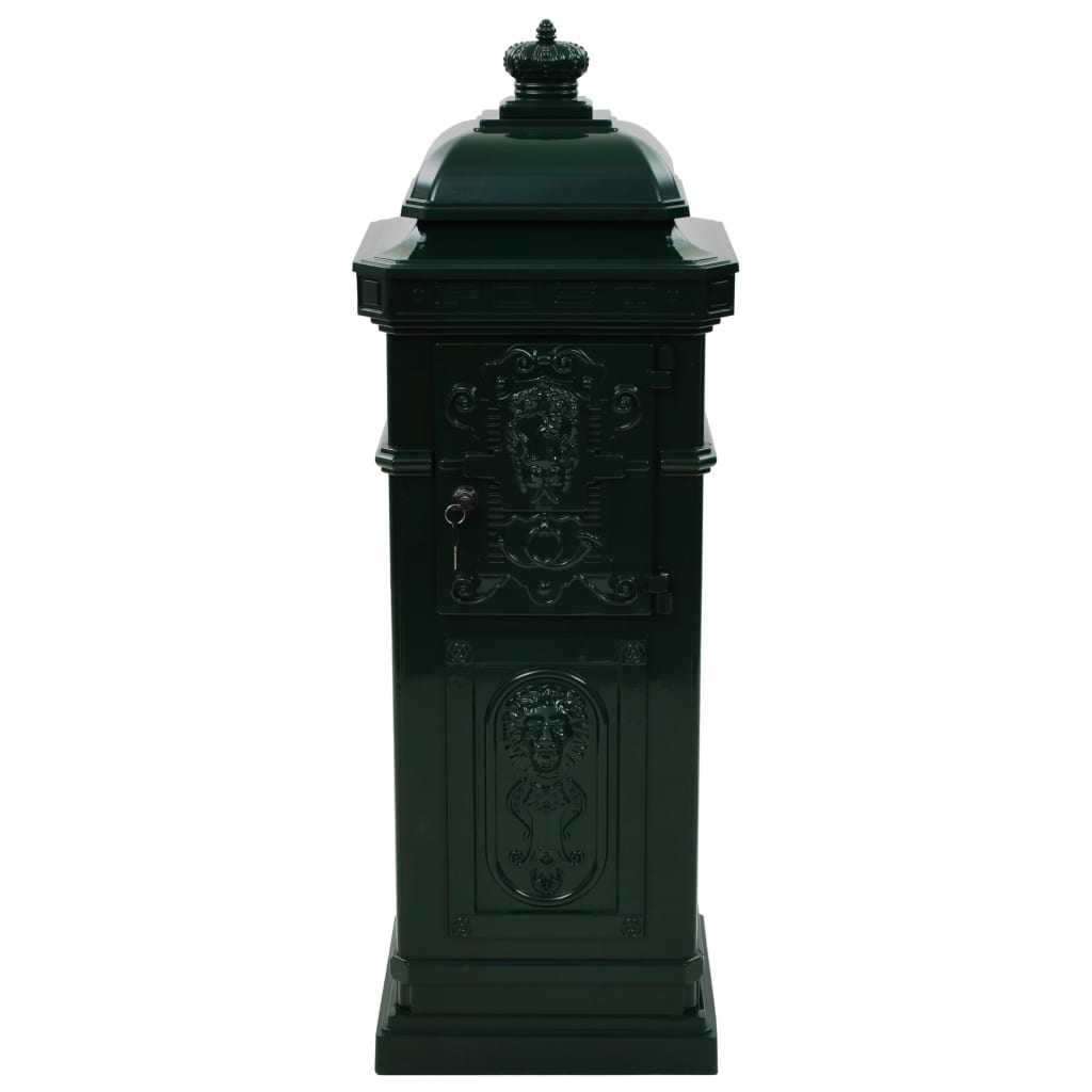 43890 vidaXL Pillar Letterbox Aluminium Vintage Style Rustproof Green